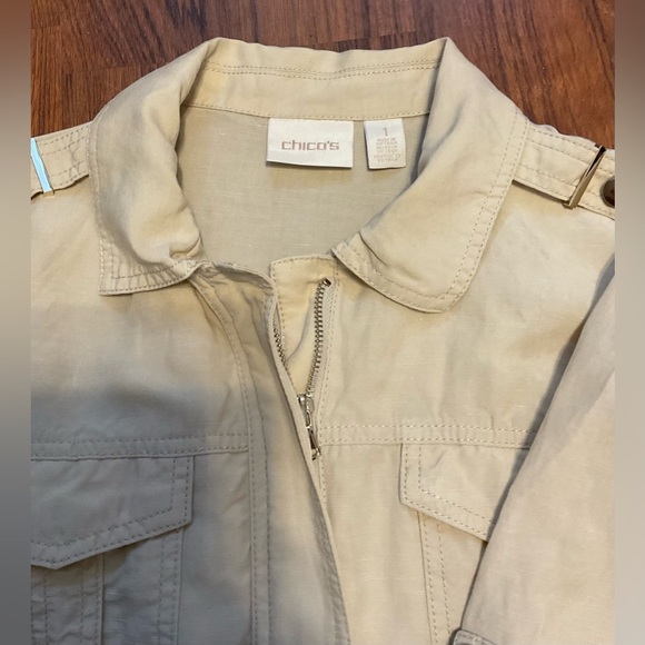 Chico's Cream Utility Jacket with Textured Fabric - Picture 3 of 5
